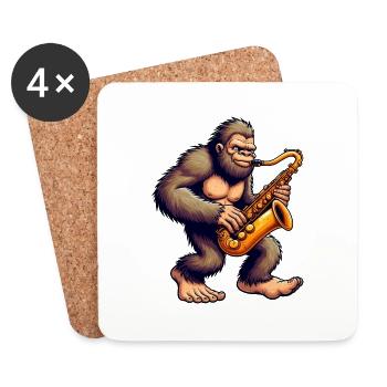 Bigfoot Saxophonist Classical Music Jazz - Coasters (set of 4) - white - Front