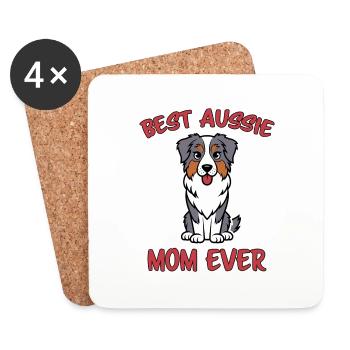 Australian Shepherd Mom Funny Aussie Gift - Coasters (set of 4) - white - Front