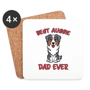 Australian Shepherd Dad Funny Aussie Gift - Coasters (set of 4) - white - Front