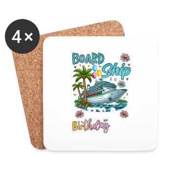 Montez à bord du navire C’est un voyage d’anniversaire - Dessous de verre (lot de 4) - blanc - Devant
