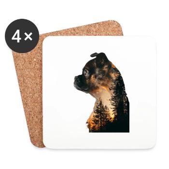Mops - Untersetzer (4er-Set) - Weiß - Vorne