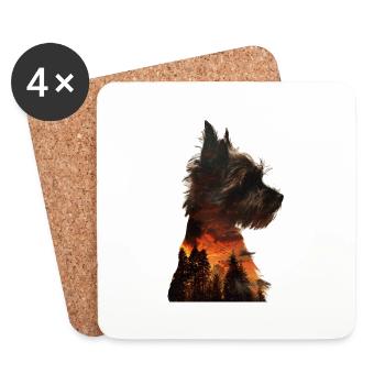 Yorkshire Terrier - Dessous de verre (lot de 4) - blanc - Devant