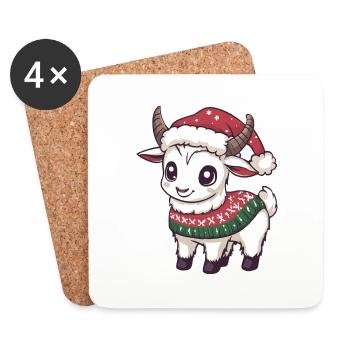 Bande dessinée de Noël Chèvre de montagne - Dessous de verre (lot de 4) - blanc - Devant