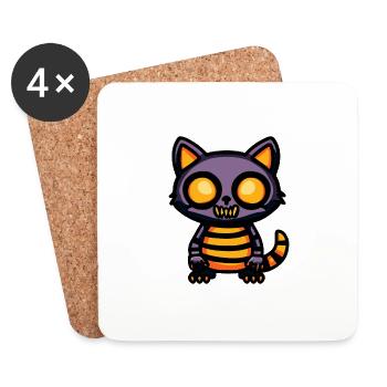 Waschbär Halloween Tier - Untersetzer (4er-Set) - Weiß - Vorne