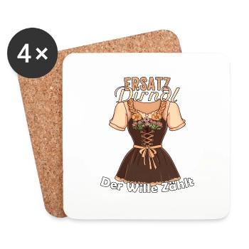 Trachtenhemd Trachtenshirt Tracht Ersatz Dirndl - Untersetzer (4er-Set) - Weiß - Vorne