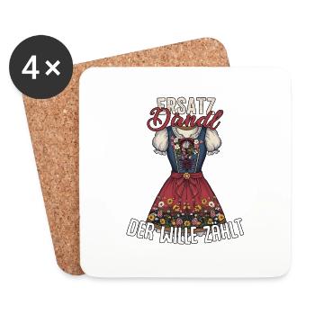 Damen Ersatz Dirndl der Wille zähllt Trachtenshirt - Untersetzer (4er-Set) - Weiß - Vorne