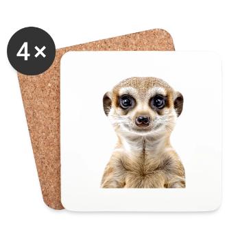 Suricate - Dessous de verre (lot de 4) - blanc - Devant