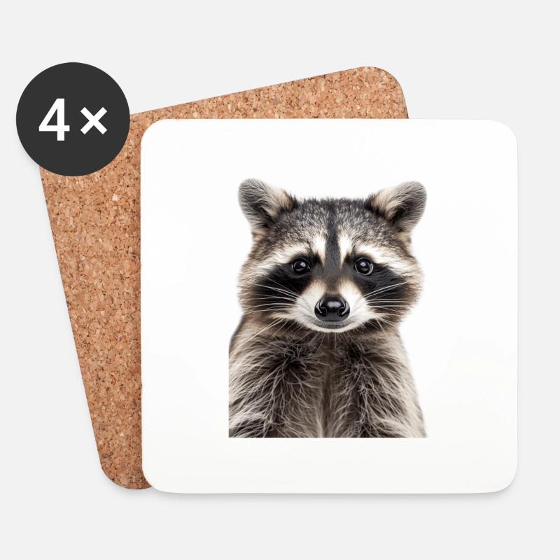 Waschbär - Untersetzer (4er-Set) - Weiß