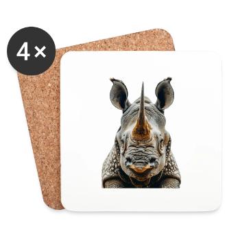 Nashorn - Untersetzer (4er-Set) - Weiß - Vorne