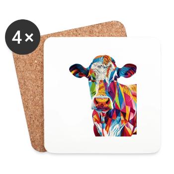 Vache - Dessous de verre (lot de 4) - blanc - Devant