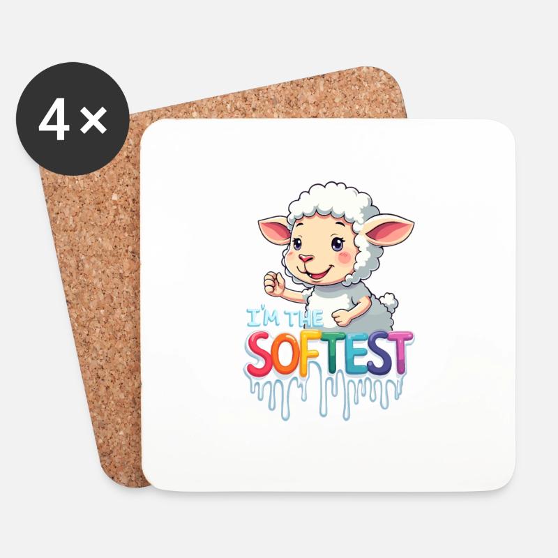 Niedliches Schaf Ich bin das weichste - Untersetzer (4er-Set) - Weiß