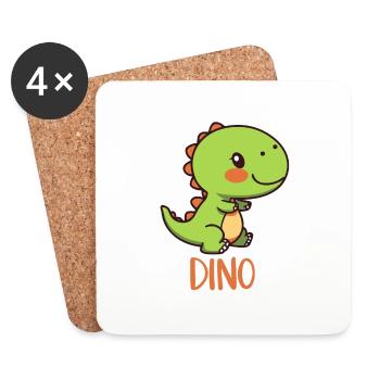 DINOSAURE - Dessous de verre (lot de 4) - blanc - Devant