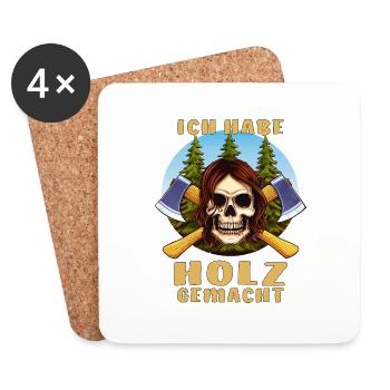 SKULL AXE I MADE WOOD - Coasters (set of 4) - white - Front