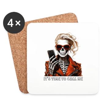 SKELETON WOMAN IT'S TIME TO CALL ME - Coasters (set of 4) - white - Front