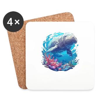 Manatee Dugongs Dugong - Coasters (set of 4) - white - Front