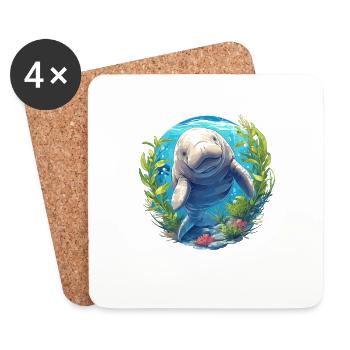 Manatee Dugongs Dugong - Coasters (set of 4) - white - Front