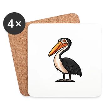 Pelikan Vogel Halloween Tier - Untersetzer (4er-Set) - Weiß - Vorne