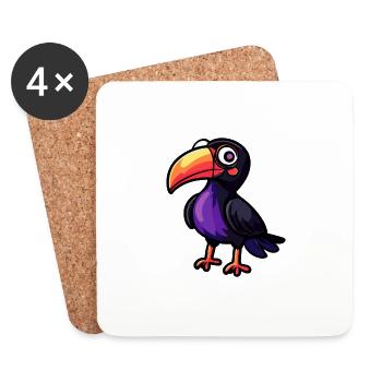 Toucan Bird Halloween Animal - Coasters (set of 4) - white - Front