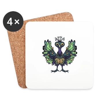 Pfau Vogel Halloween Tier - Untersetzer (4er-Set) - Weiß - Vorne