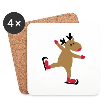 Lustiger Elch zu Weihnachten - Untersetzer (4er-Set) - Weiß - Vorne