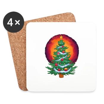 Noël Noël Noël Sapin de Noël - Dessous de verre (lot de 4) - blanc - Devant