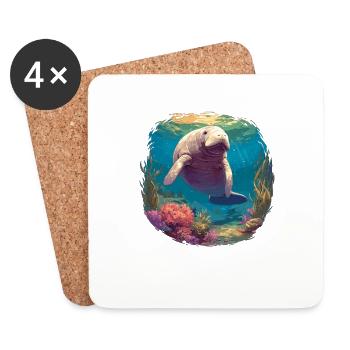Seekuh Manatees Manatee - Untersetzer (4er-Set) - Weiß - Vorne