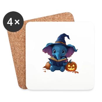 Éléphant Halloween Cadeau Femmes Hommes Enfants - Dessous de verre (lot de 4) - blanc - Devant
