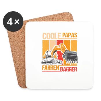 Herren Baggerfahrer Papa Bauarbeiter Baustelle - Untersetzer (4er-Set) - Weiß - Vorne