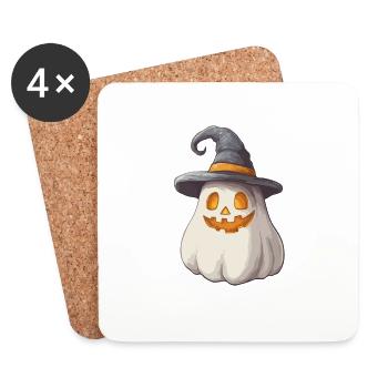 Cadeau d’Halloween Femmes Hommes Enfants Décoration - Dessous de verre (lot de 4) - blanc - Devant