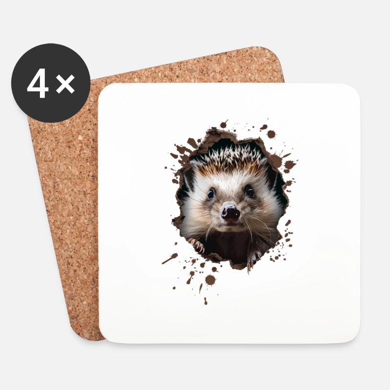Igel - Untersetzer (4er-Set) - Weiß