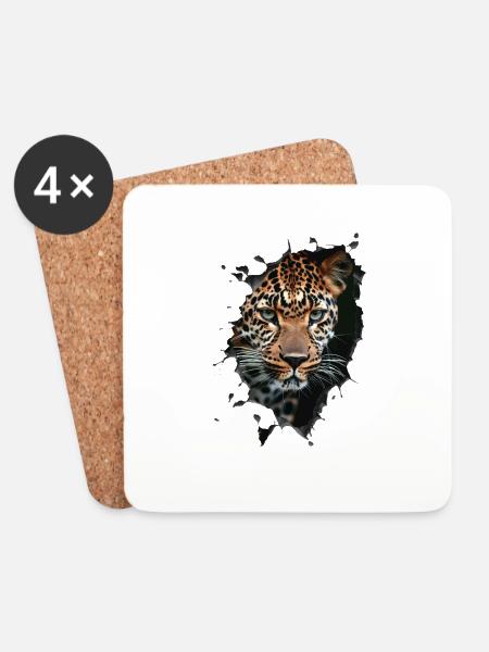 Leopard - Untersetzer (4er-Set) - Weiß