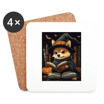 Halloween Cadeau Femmes Chien Hommes Enfants Décoration - Dessous de verre (lot de 4) - blanc - Devant