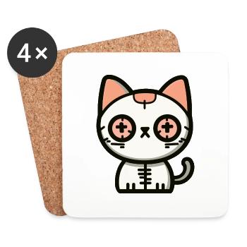 Chat Halloween Drôle Drôle - Dessous de verre (lot de 4) - blanc - Devant