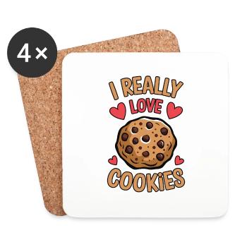 Cookies Disant Biscuits au Chocolat Cadeau de Cookie Drôle - Dessous de verre (lot de 4) - blanc - Devant