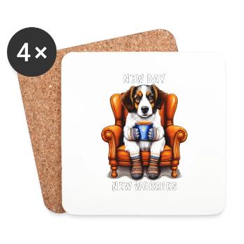 CHIEN NOUVEAU JOUR NOUVEAUX SOUCIS - Dessous de verre (lot de 4) - blanc - Devant