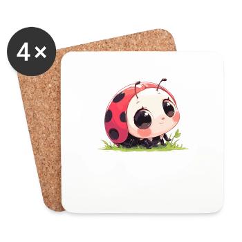 Ladybug Marienkäfer - Untersetzer (4er-Set) - Weiß - Vorne