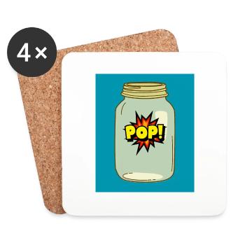 Pop! in a Jar – Fun Comic Style Design - Coasters (set of 4) - white - Front