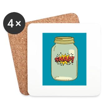 Snap! in a Jar – Fun Comic Style Design - Coasters (set of 4) - white - Front