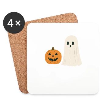Cadeau d’Halloween Femmes Hommes Enfants Décoration - Dessous de verre (lot de 4) - blanc - Devant