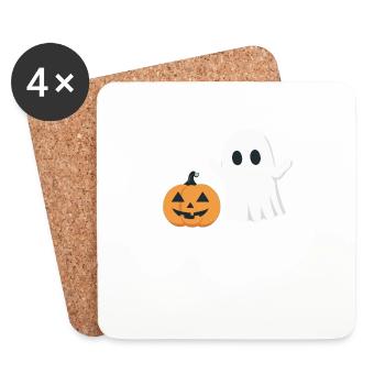 Cadeau d’Halloween Femmes Hommes Enfants Décoration - Dessous de verre (lot de 4) - blanc - Devant