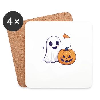 Cadeau d’Halloween Femmes Hommes Enfants Décoration - Dessous de verre (lot de 4) - blanc - Devant
