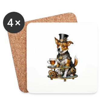 Steampunk Corgi Butler - Dessous de verre (lot de 4) - blanc - Devant
