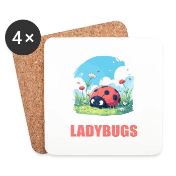 Ladybug Marienkäfer - Coasters (set of 4) - white - Front
