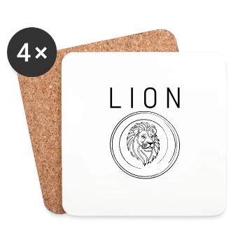 Lion Lion Cool Animal Fort Drôle Nature Safari - Dessous de verre (lot de 4) - blanc - Devant