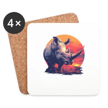 Rhino Rhinos Rhino - Coasters (set of 4) - white - Front