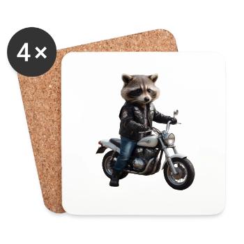 Raccoon biker - Coasters (set of 4) - white - Front