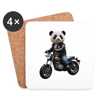 Panda motard - Dessous de verre (lot de 4) - blanc - Devant