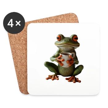 Grenouille - Dessous de verre (lot de 4) - blanc - Devant