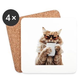 Chat - Dessous de verre (lot de 4) - blanc - Devant