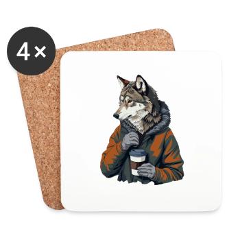 Wolf - Coasters (set of 4) - white - Front
